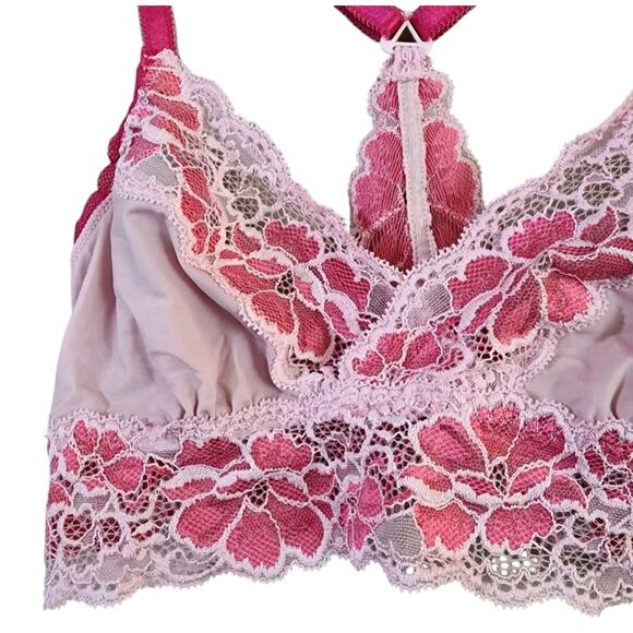 Adore Me Womens Bralette Size XS Pink Lace Racerback Surplice Adjustable Straps - Picture 7 of 7